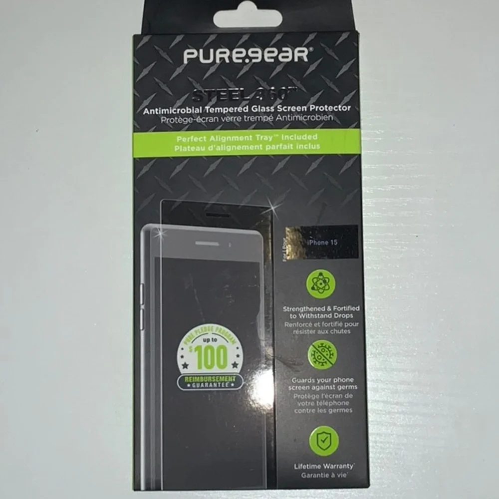 Tempered Glass Screen Protector for iPhone 15 - Black